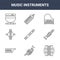 9 music instruments icons pack. trendy music instruments icons on white background. thin outline line icons such as concertina,