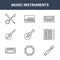 9 music instruments icons pack. trendy music instruments icons on white background. thin outline line icons such as flute,