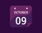 9 October, October 9 icon Single Day Calendar Vector illustration