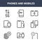 9 phones and mobiles icons pack. trendy phones and mobiles icons on white background. thin outline line icons such as back camera