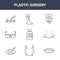 9 plastic surgery icons pack. trendy plastic surgery icons on white background. thin outline line icons such as lips, nose, veins