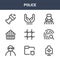 9 police icons pack. trendy police icons on white background. thin outline line icons such as shooting target, fingerprint, hands