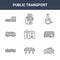 9 public transport icons pack. trendy public transport icons on white background. thin outline line icons such as ferry, double