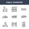 9 public transport icons pack. trendy public transport icons on white background. thin outline line icons such as mobile, minibus