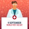 9 September. World First Aid day. Medical holiday. Vector medicine illustration.