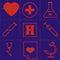 9 set medical and healthcare icon in red and blue background.