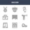 9 soccer icons pack. trendy soccer icons on white background. thin outline line icons such as soccer boots, horn, pennant . icon