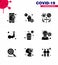9 Solid Glyph Black Coronavirus Covid19 Icon pack such as body building, hand, bacteria, arm, team