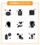 9 Solid Glyph Black Coronavirus disease and prevention vector icon care, fever, hospital, couph, nose