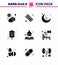 9 Solid Glyph Black Coronavirus disease and prevention vector icon recovery, rest time, form, sleep, moon