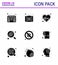 9 Solid Glyph Black Coronavirus disease and prevention vector icon security, bacteria, heart, scan, search