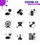 9 Solid Glyph Black coronavirus epidemic icon pack suck as cancer, infection place, bottle, covid, location