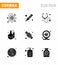 9 Solid Glyph Black Set of corona virus epidemic icons. such as location, twenty, medical, seconds, laboratory