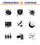 9 Solid Glyph Black viral Virus corona icon pack such as pipette, dropper, coronavirus, reports, medical electronics