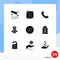 9 Solid Glyph concept for Websites Mobile and Apps camera, globe, mobile, ribbon, telephone