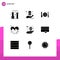 9 Solid Glyph concept for Websites Mobile and Apps environment, love, hand, line, beat