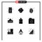 9 Solid Glyph concept for Websites Mobile and Apps files, sport, coffee, shopping, close