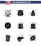 9 Solid Glyph Signs for USA Independence Day money; usa; dollar; sports; backetball