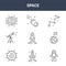 9 space icons pack. trendy space icons on white background. thin outline line icons such as astronaut, earth, comet . space icon