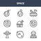 9 space icons pack. trendy space icons on white background. thin outline line icons such as astronaut, orbit, landing . space icon