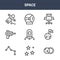 9 space icons pack. trendy space icons on white background. thin outline line icons such as eclipse, moon landing, helmet . space