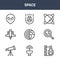 9 space icons pack. trendy space icons on white background. thin outline line icons such as rocket, planet, space capsule . icon