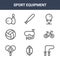 9 sport equipment icons pack. trendy sport equipment icons on white background. thin outline line icons such as skipping rope,