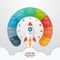 9 steps startup circle infographic template with rocket