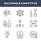 9 sustainable competitive icons pack. trendy sustainable competitive icons on white background. thin outline line icons such as