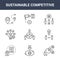 9 sustainable competitive icons pack. trendy sustainable competitive icons on white background. thin outline line icons such as