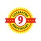 9 th birthday badge logo design.  Nine years anniversary banner emblem. Abstract geometric poster.