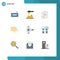 9 Thematic Vector Flat Colors and Editable Symbols of cruiser, thumbs, business, down, document