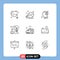 9 Thematic Vector Outlines and Editable Symbols of bulb, storming, fast, brain, mind