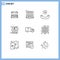 9 Thematic Vector Outlines and Editable Symbols of lorry, study, all time, learning, e learning
