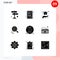 9 Thematic Vector Solid Glyphs and Editable Symbols of ball, owner, hand, find, content