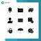 9 Thematic Vector Solid Glyphs and Editable Symbols of card, license to work, email, user, delete