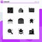 9 Thematic Vector Solid Glyphs and Editable Symbols of city, park, spa, water, plan