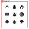 9 Thematic Vector Solid Glyphs and Editable Symbols of fast food, study, insurance, lesson, book