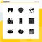 9 Thematic Vector Solid Glyphs and Editable Symbols of gift, shopping, set, valentine, women