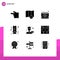 9 Thematic Vector Solid Glyphs and Editable Symbols of image, light, event, fluorescent, electricity