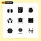 9 Thematic Vector Solid Glyphs and Editable Symbols of internet, power, report, energy, biosphere