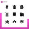 9 Thematic Vector Solid Glyphs and Editable Symbols of museum, building, garbage, administration, message