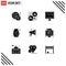 9 Thematic Vector Solid Glyphs and Editable Symbols of speaker, announce, cardiology, vegetable, nuts