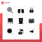 9 Thematic Vector Solid Glyphs and Editable Symbols of top, fashion, secure, clothing, business