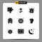 9 Thematic Vector Solid Glyphs and Editable Symbols of web design, web, box, world, school