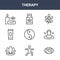 9 therapy icons pack. trendy therapy icons on white background. thin outline line icons such as hypnosis, sauna, supplement .