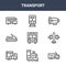 9 transport icons pack. trendy transport icons on white background. thin outline line icons such as truck, airplane, subway .