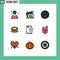 9 Universal Filledline Flat Color Signs Symbols of animal, server, images, file, coin