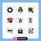 9 Universal Filledline Flat Color Signs Symbols of install, love, radioactive, perfume, heartbeat