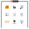 9 Universal Flat Color Signs Symbols of file, data, manufacturing, account, document